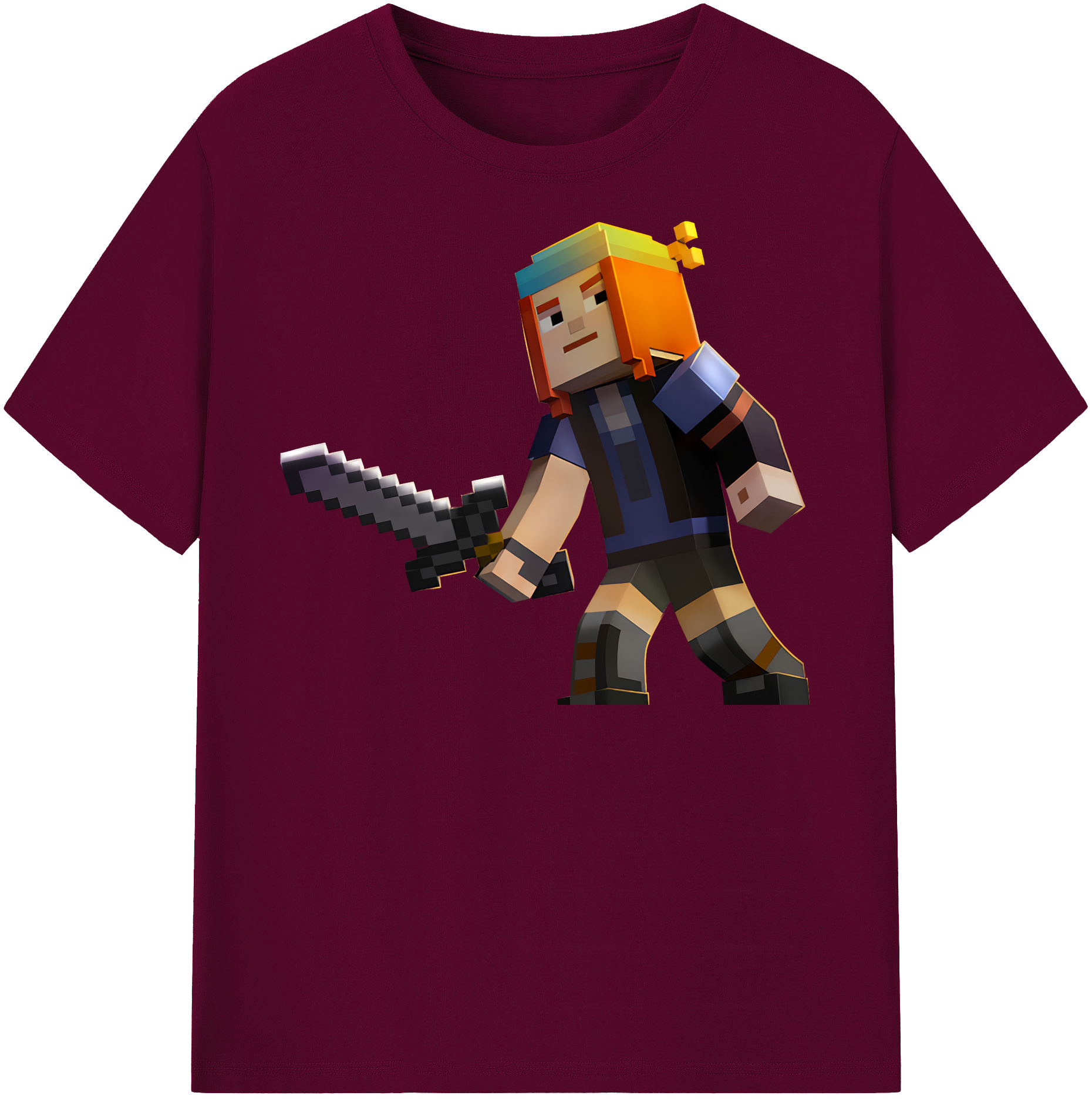 （画像用） マインクラフト ブロックの世界 Minecraft MC Block world レディースカジュアルプリントTシャツ（綿100％）